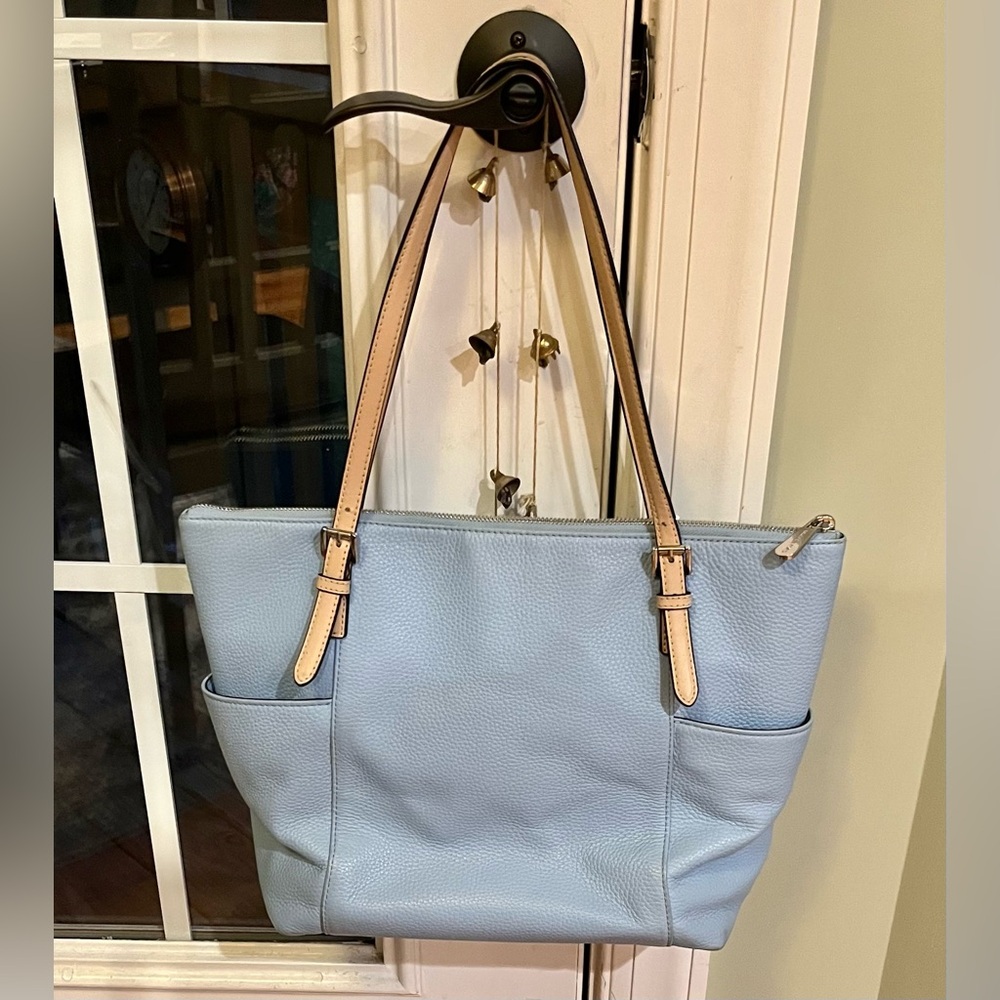 Michael Kors Sky Blue Pebbled Leather Tote, VGUC